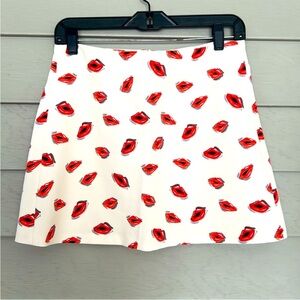 Zara White Skirt with Red Lip Print
